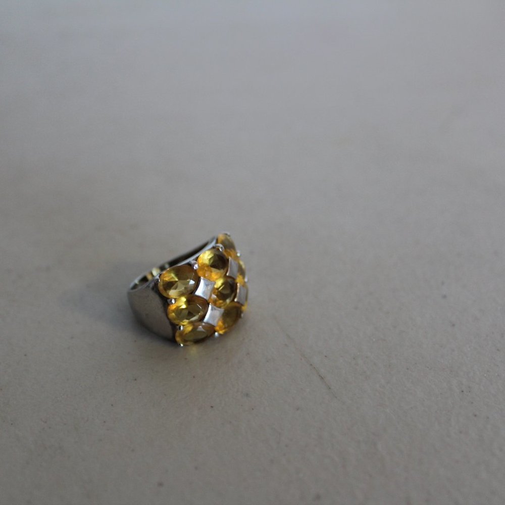 Silver Statement Ring With Yellow Rhinestones 8 - image 4